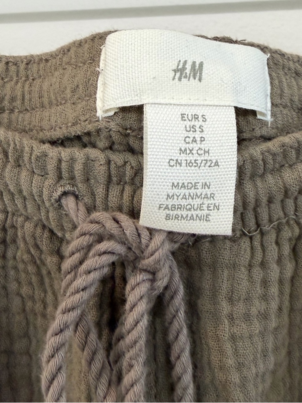 H&M Women’s Muslin Gauze Cotton Pull On Pants Size Small Dark Khaki Green - Picture 3 of 7